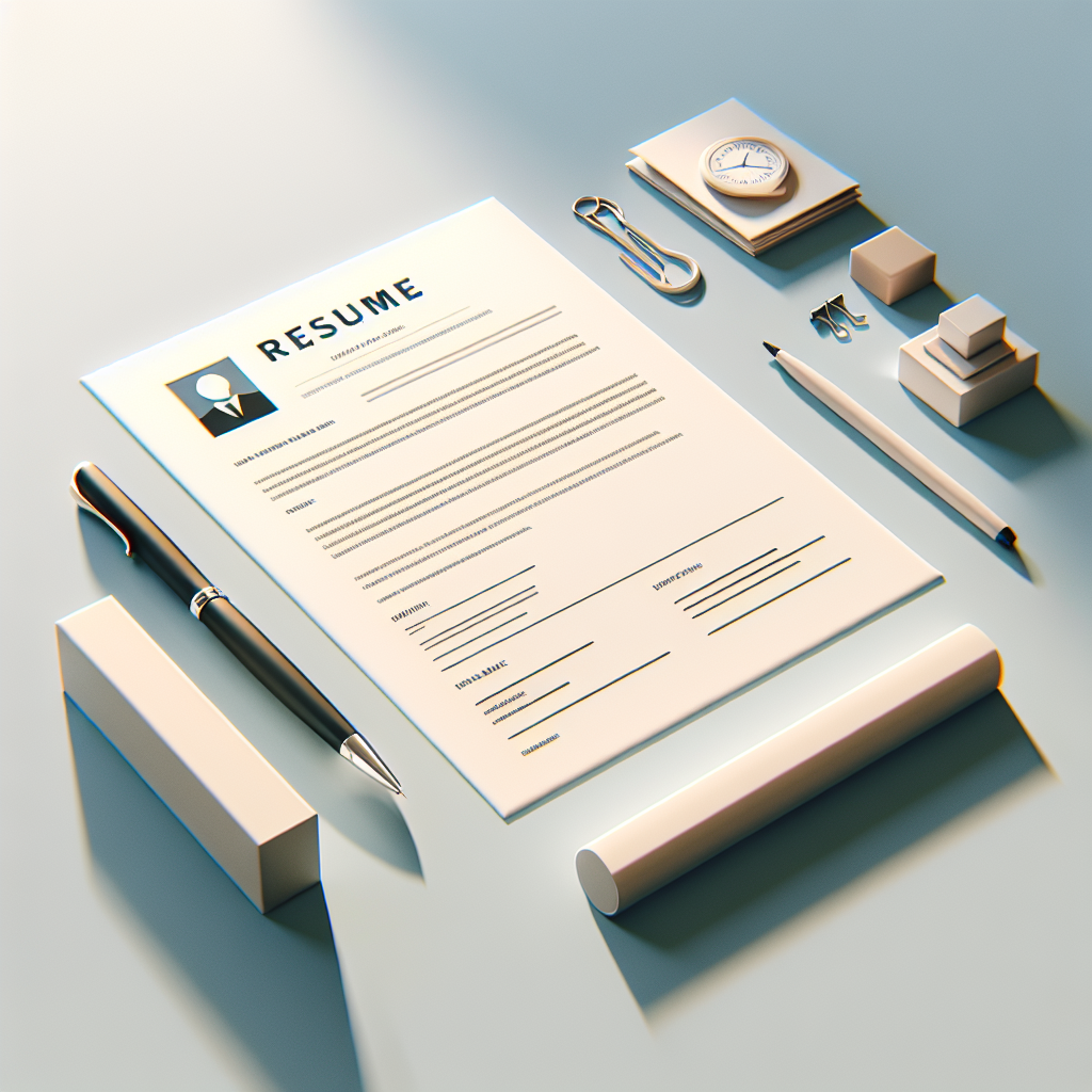 Illustrate a modern and minimalistic image depicting the concept of 'Resume Writing'. The image should contain objects such as a clean desk with a pen, a neat paper hinting the process of resume drafting. The lighting should be bright and clear, with the use of smooth gradients and subtle shadows to add depth to the scene. The style should be entirely realistic and visually interesting, devoid of any text, watermarks, people's faces, or logos, thus making it appropriate for an English blog post.