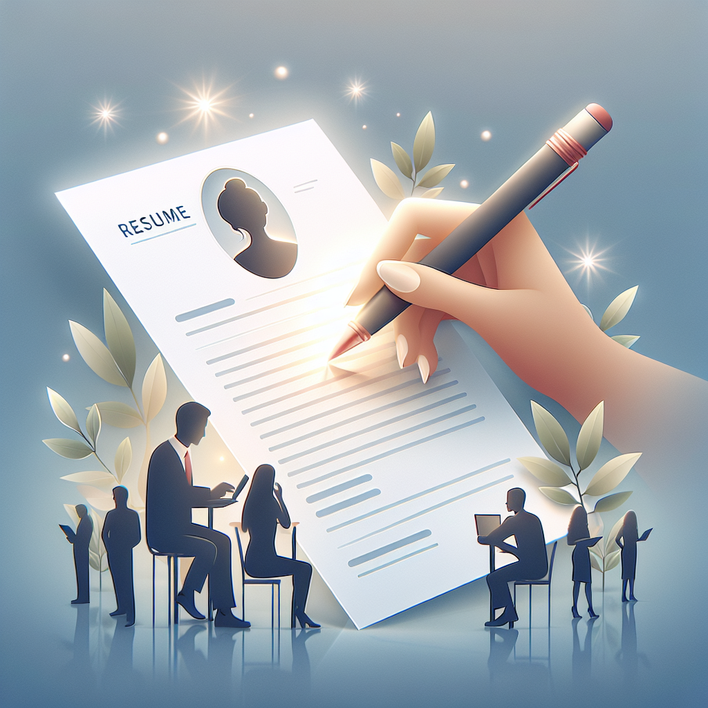 Envision an image designed in a modern, clean, and minimalistic style that relates to the topic of 'Resume Writing'. The image should ideally incorporate bright, clear lighting, smooth gradients, and soft shadows. No text, watermarks, people's faces, or logos should be present. The emphasis should be on ensuring the image is realistic and visually appealing, while it should fully represent the concept of crafting a professional resume. This image would be ideal for use in an English blog post.