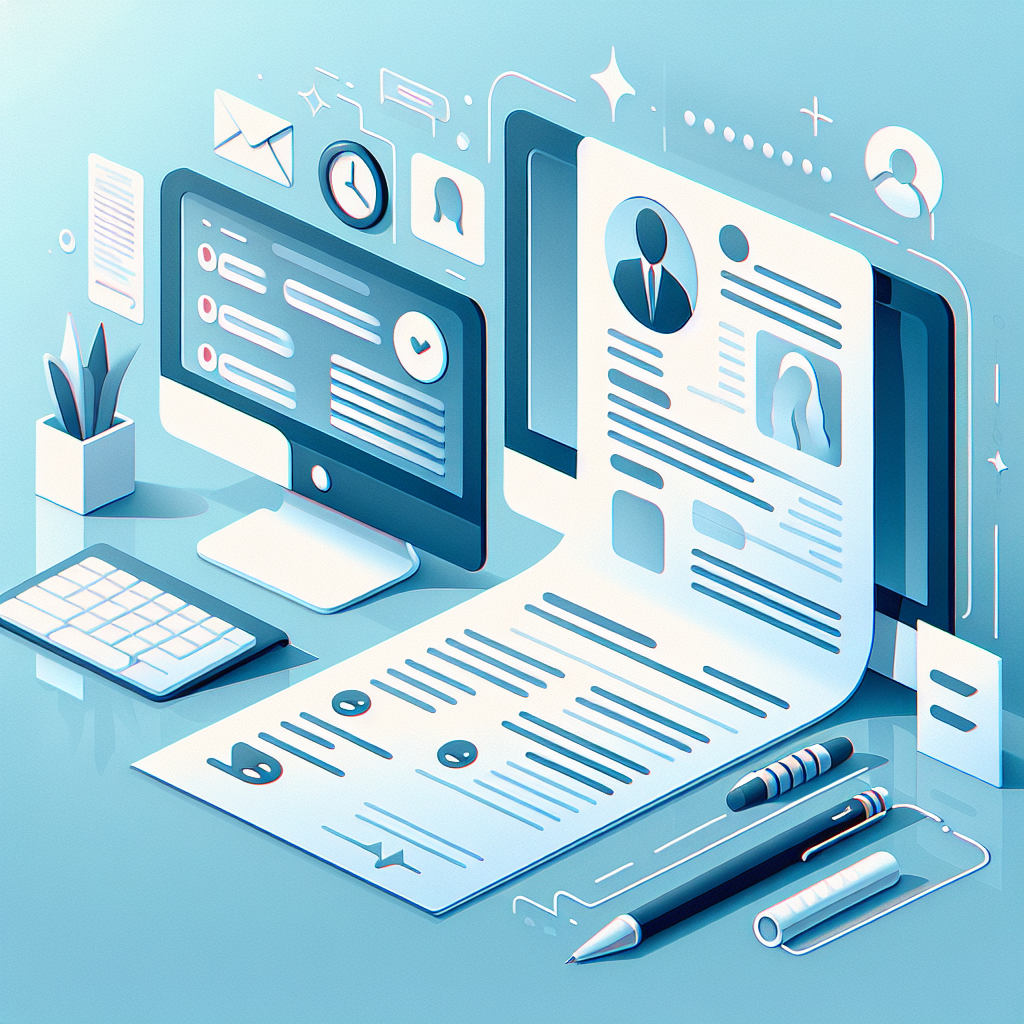 Create an abstract image depicting the concept of 'Resume Writing' styled in a modern and minimalistic manner. The image should be clear and bright with smooth gradients and gentle shadows. To represent the idea of resume writing, focus on elements like a neatly arranged desk with a computer, a notepad, and a pen, or an illustration of a resume with visible headings but no clear text. Ensure there are no watermarks, human faces, or brand logos that may distract from the main theme. The final image should manage to convey an air of professionalism and efficiency, suitable for an English blog post.