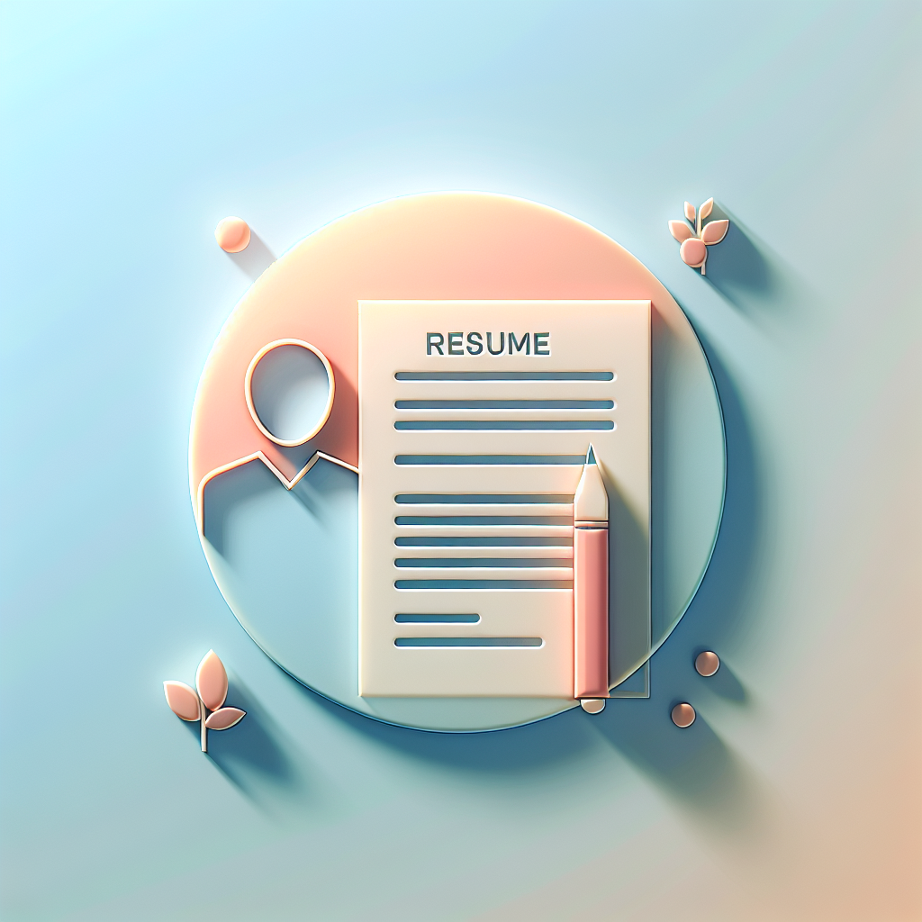 Create a visually engaging and modern image related to the topic of resume writing. It should follow a minimalistic style with bright, clear lighting contrasted against smooth gradients and soft shadows. No text, logos, watermarks, or human faces should be present in this image. Strive for a degree of realistic detail that will make it suitable for a professional blog about resume writing in English. Maintain an overall aesthetic that is visually appealing, conducive to the theme, and also enhances the text.